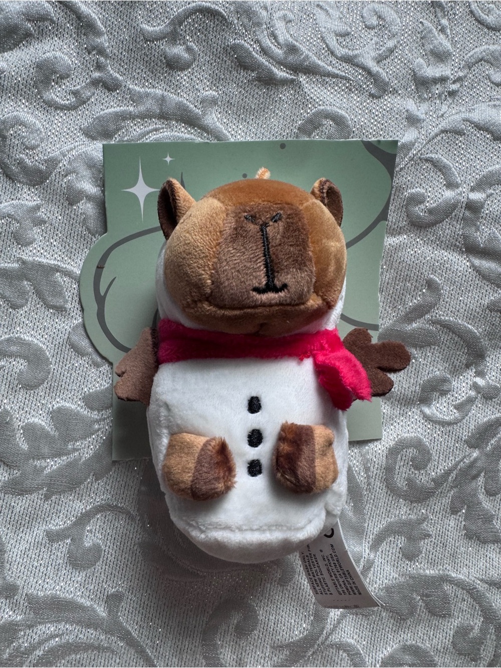 Plush Dog Snowman Toy with Pink Scarf